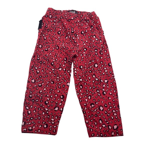 DDG Darlings Red Leopard Print Baby Girl Pants 12M Elastic Waistband & Ruffle - Picture 1 of 7